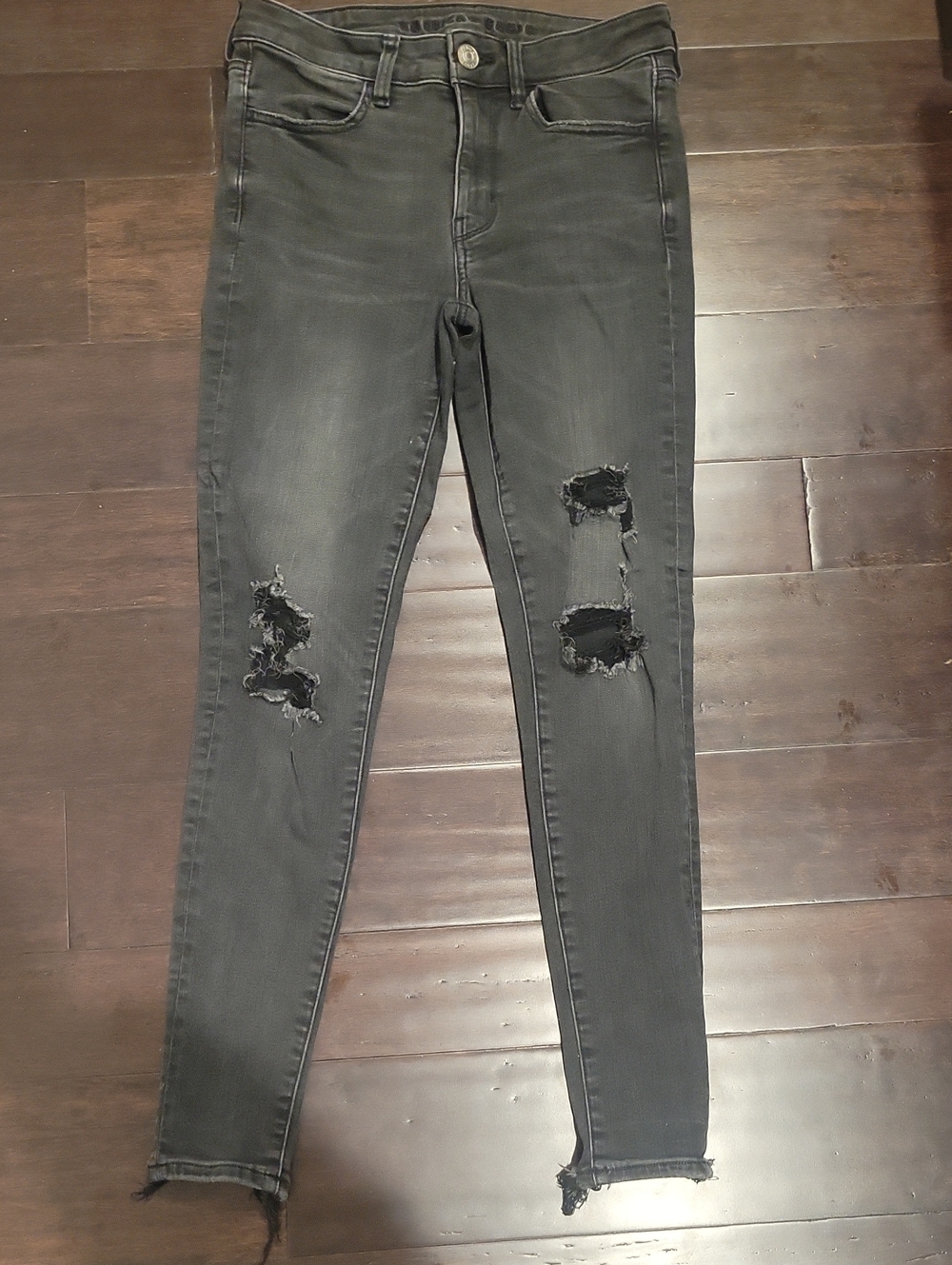 American Eagle Outfitters Black Distressed Skinny Jeans